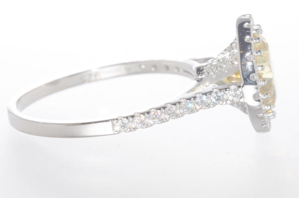 925 Sterling Silver Canary Cubic Zirconia Ring 8mm Yellow CZ Stone - Jewelryland.com