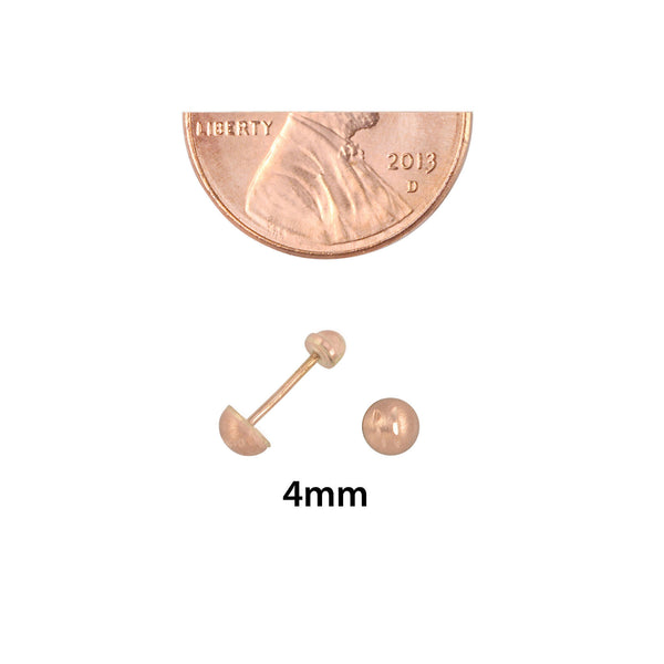 10k Rose Gold Half Ball Screwback Stud Earrings Matte Finish Laser Cut 4mm-7mm - Jewelryland.com