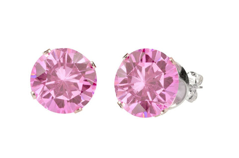 925 Sterling Silver Round Pink Cubic Zirconia CZ Stud Earrings - Jewelryland.com