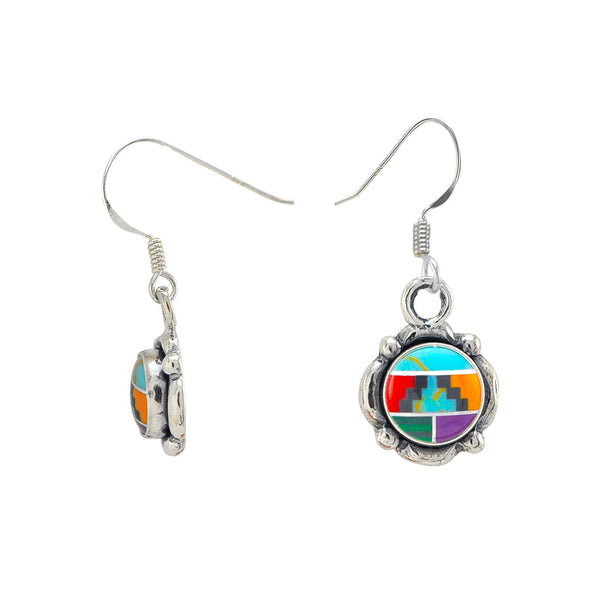 Multi Stone Gemstone Drop Earrings Sterling Silver Filigree Design 31mm x 12mm - Jewelryland.com