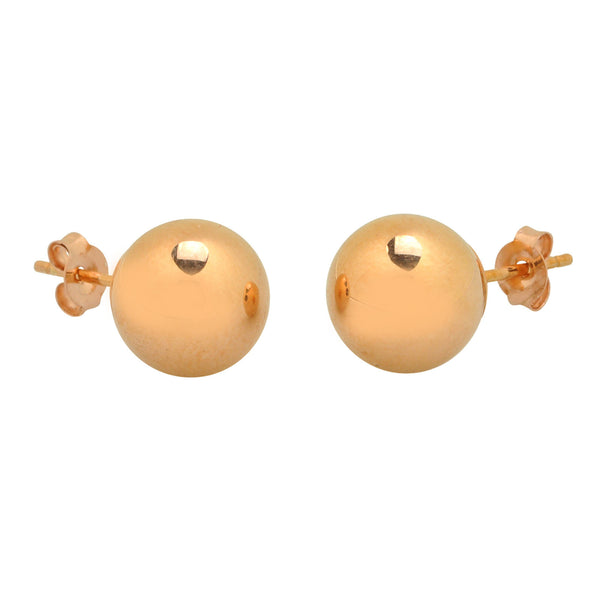 14k Rose Gold Earrings Round Ball Studs High Polish 3mm-9mm - Jewelryland.com