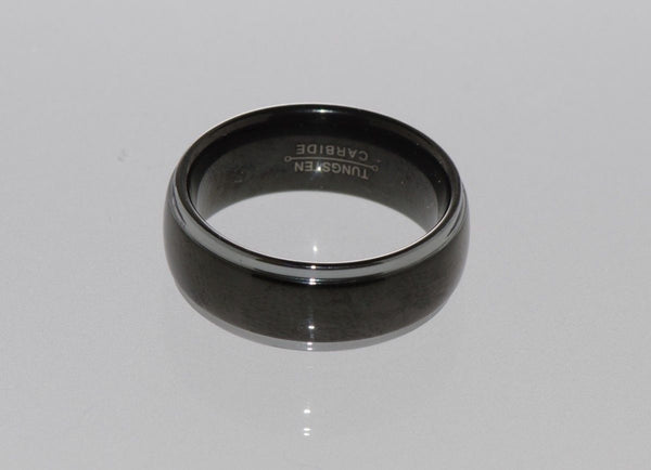 Tungsten Carbide Ring 8mm Band High Polish Black Enamel Plated - Jewelryland.com