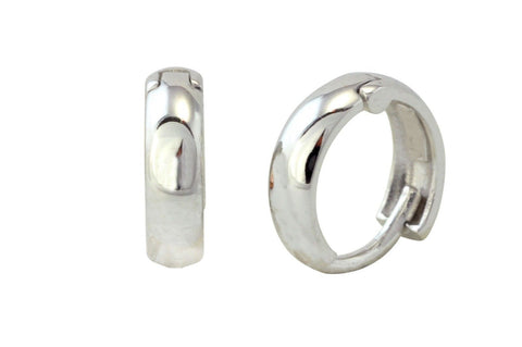 14k White Gold Tiny Huggie Hoop Earrings Smooth High Polish 9mm x 2mm - Jewelryland.com