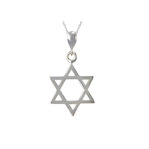 925 Sterling Silver Jewish Star of David Pendant Necklace on 18 Inch Chain - Jewelryland.com