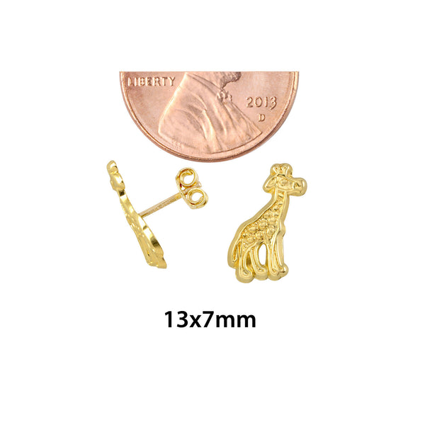 Giraffe Stud Earrings 10k Yellow Gold with Pushbacks 13x7 - Jewelryland.com