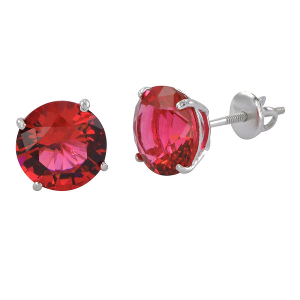 Sterling Silver Ruby CZ Cubic Zirconia Screwback Earrings - Jewelryland.com