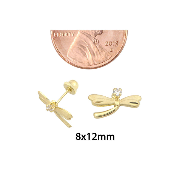 10k Yellow Gold Dragonfly Stud Earrings with Screwbacks - Jewelryland.com