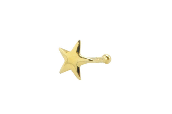 Nose Stud 22G 5mm Star 14k Yellow Gold Nose Bone Pin - Jewelryland.com