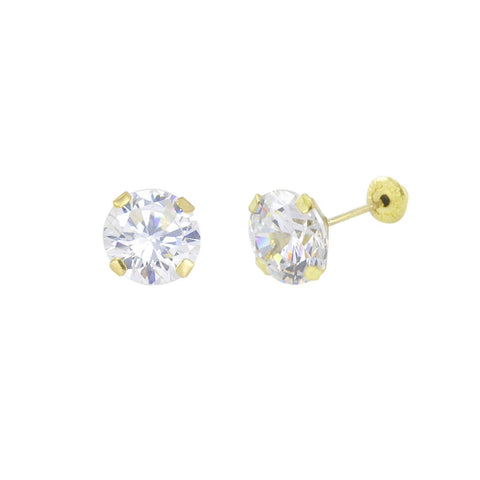 Handmade 10k Yellow Gold Round CZ Stud Earrings Screwbacks Prong Set 2mm-7mm - Jewelryland.com