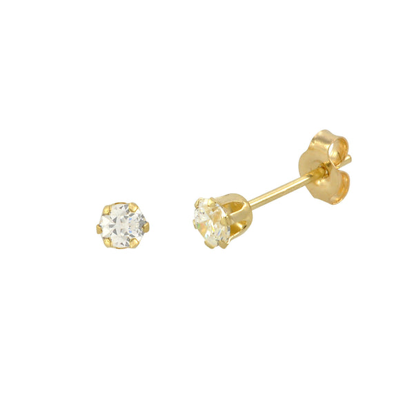 14k Yellow Gold 6 Prong Round Cubic Zirconia CZ Stud Earrings - Jewelryland.com