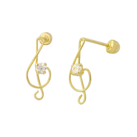 Music Note Earrings 10k Yellow Gold with Screwbacks 12x5 - Jewelryland.com