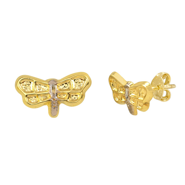 10k Yellow Gold Dragonfly Earrings 7mm x 12mm - Handmade - Jewelryland.com