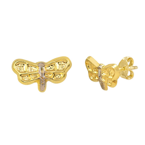 10k Yellow Gold Dragonfly Earrings 7mm x 12mm - Handmade - Jewelryland.com