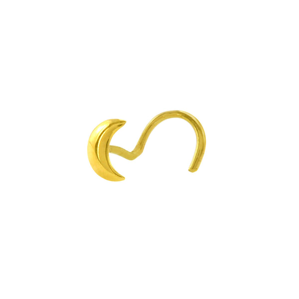 Moon Nose Stud 22G 14k Yellow Gold 4mm Curved Nostril Spiral Nose Screw - Jewelryland.com