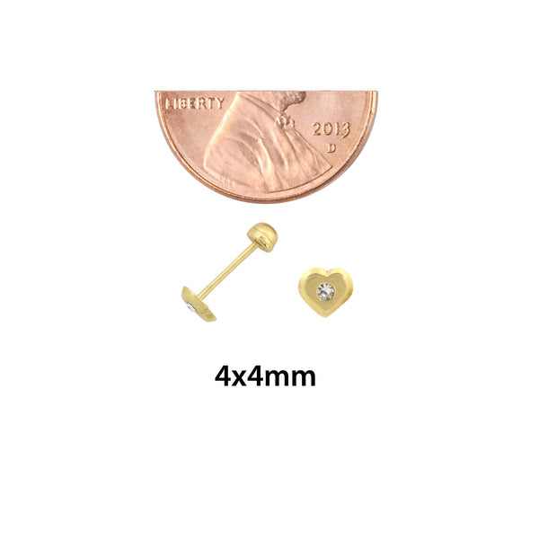 10k Yellow Gold Tiny Heart Kids Earrings with Screwbacks For Children or Babies - Jewelryland.com