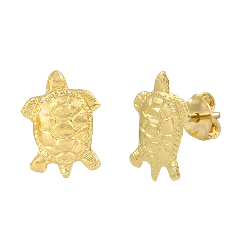 Turtle Stud Earrings 10k Yellow Gold with Pushbacks 10x7 - Jewelryland.com
