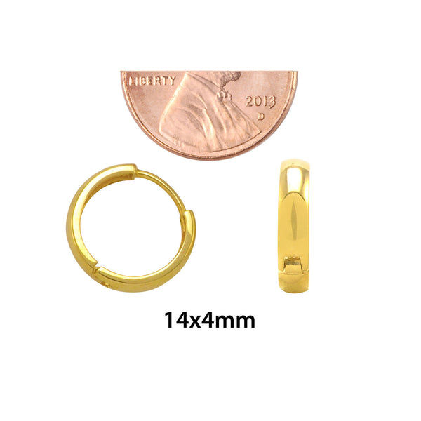 10k Yellow Gold Huggie Hoop Earrings High Polish Snap Closure 14mm x 4mm - Jewelryland.com