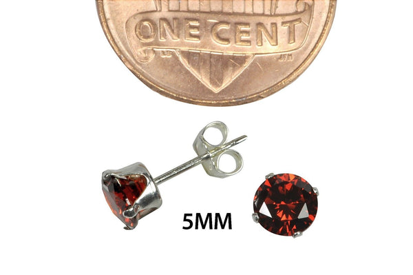 Sterling Silver Garnet Red CZ Birthstone Stud Earrings - Jewelryland.com