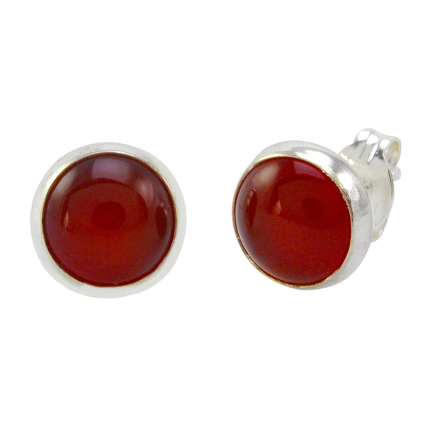 Sterling Silver Carnelian Gemstone Earrings 9mm Round - Jewelryland.com
