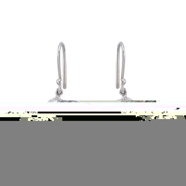 925 Sterling Silver White Freshwater Pearl Dangle Earrings w/ Glitzy CZ Frame - Jewelryland.com