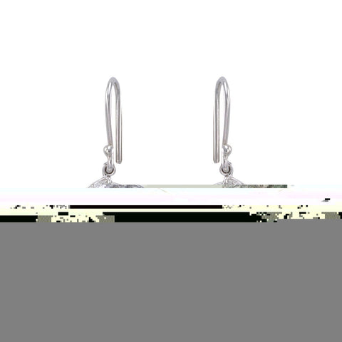 925 Sterling Silver White Freshwater Pearl Dangle Earrings w/ Glitzy CZ Frame - Jewelryland.com