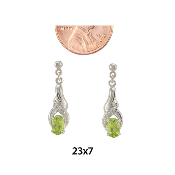 Diamond & Peridot Dangle Earrings (.01 cttw, IJ, I2) Sterling Silver Swirl Drop - Jewelryland.com