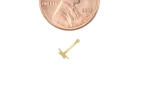Nose Stud 22G 5mm Star 14k Yellow Gold Nose Bone Pin - Jewelryland.com