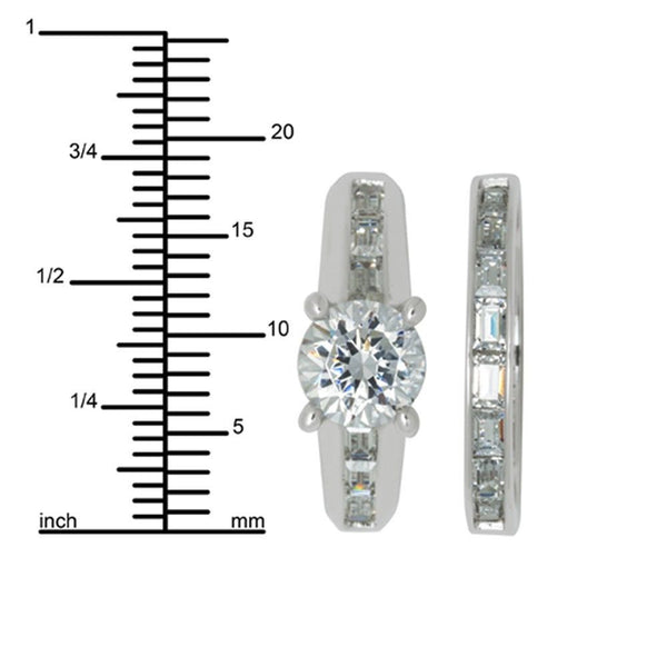 Bridal Ring Set High Polish Sterling Silver 7mm Cubic Zirconia AAA Grade CZ - Jewelryland.com