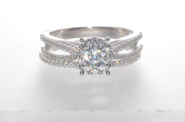 Sterling Silver CZ Wedding Ring Set 1/2 ct Cubic Zirconia CZ - Jewelryland.com
