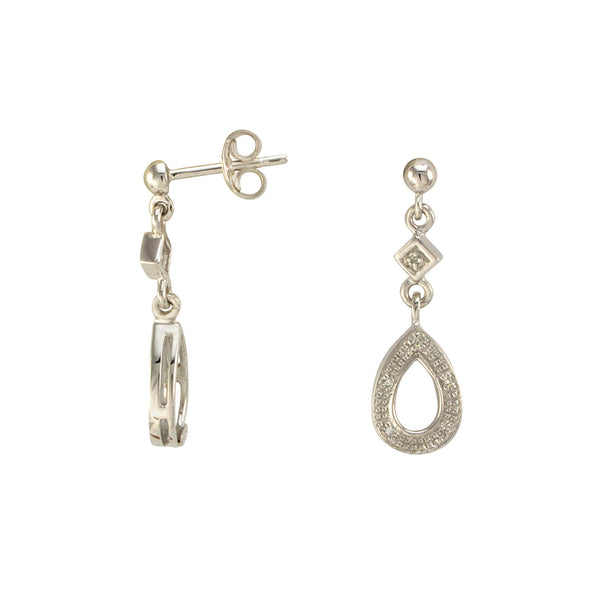 Diamond Teardrop Dangle Earrings (.04 cttw, I-J, I2-I3) 925 Sterling Silver - Jewelryland.com