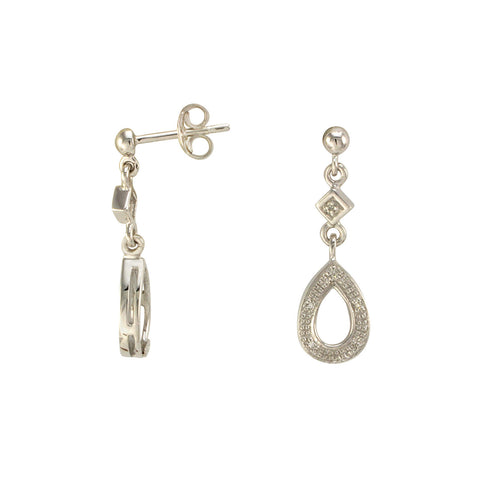 Diamond Teardrop Dangle Earrings (.04 cttw, I-J, I2-I3) 925 Sterling Silver - Jewelryland.com