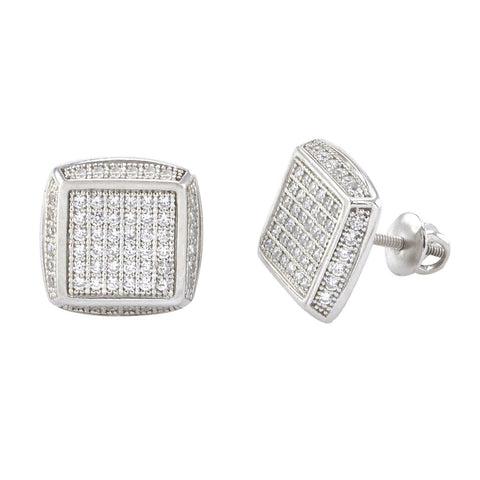 Silver 925 Square Invisible Cut Clear CZ Stud Earring - STUD SQ CL IN