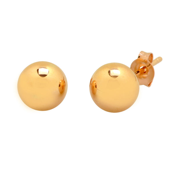 14k Rose Gold Earrings Round Ball Studs High Polish 3mm-9mm - Jewelryland.com