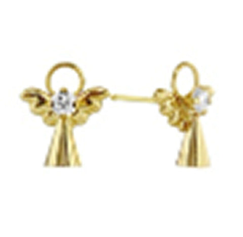 Angel Stud Earrings 10k Yellow Gold - Screw Backs - Jewelryland.com