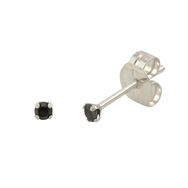 14k White Gold Black Cubic Zirconia Stud Earrings Round CZ - Jewelryland.com