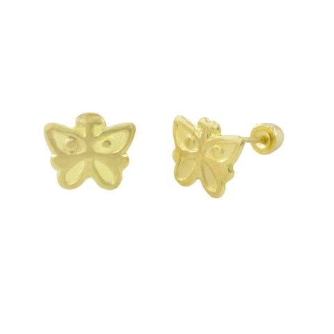 10k Yellow Gold Mini Butterfly Stud Earrings Screwbacks - 5mm Laser Cut Design - Jewelryland.com