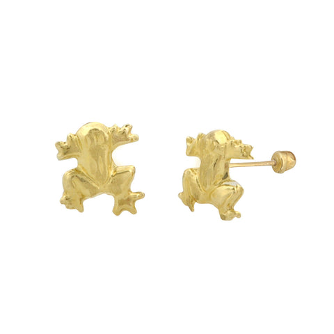 10k Yellow Gold Mini Frog Animal Baby Earrings with Screwbacks - Jewelryland.com