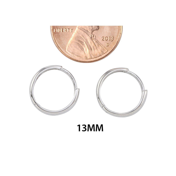 10k White Gold Hoop Earrings 13mm Medium Hinged Hoops - Jewelryland.com