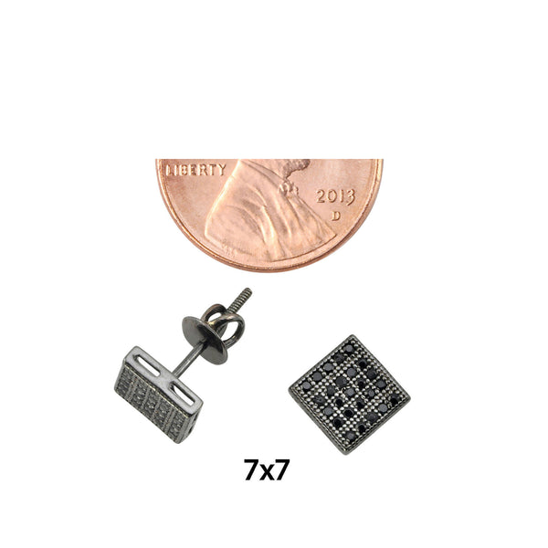 Princess Cut Black Cubic Zirconia Stud Earrings In 925 Sterling - Foto 9