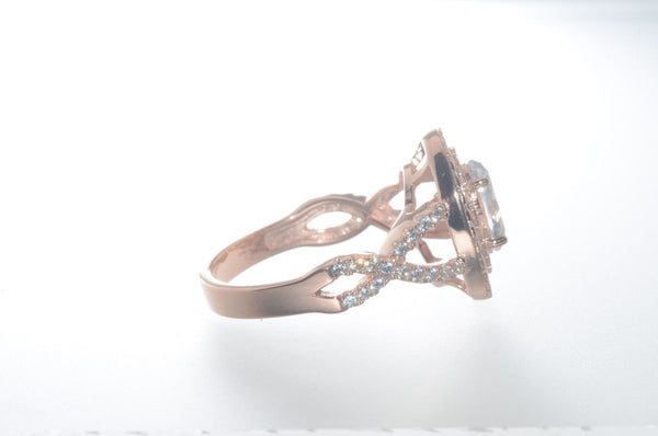 Sterling Silver Rose Gold Plated 1.25ct Oval CZ Ring - Jewelryland.com