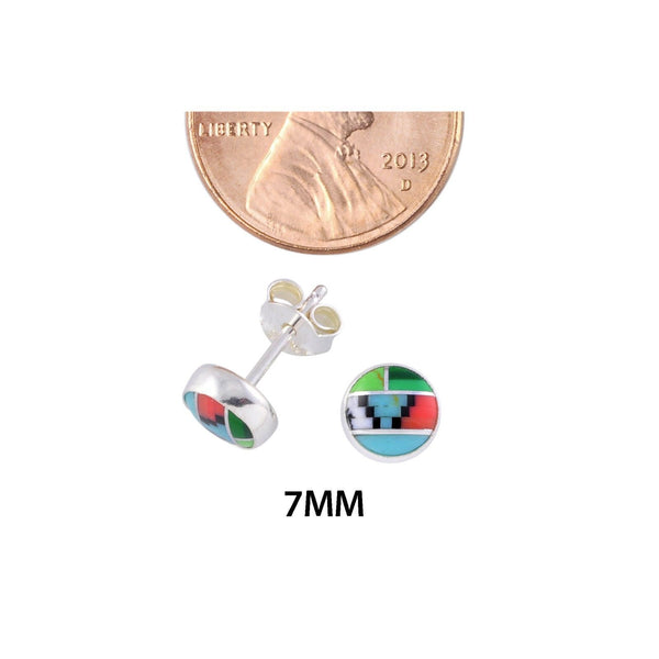 Turquoise Pink Shell Gaspeite Sterling Silver Gemstone Stud Earrings 7mm Round - Jewelryland.com