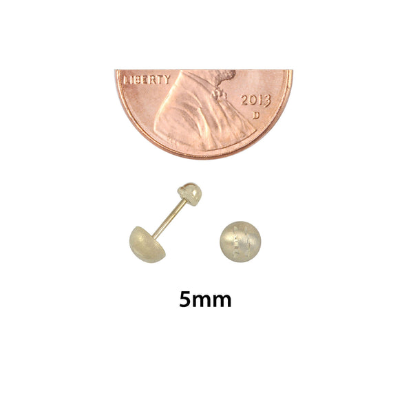 10k White Gold Half Ball Screwback Stud Earrings Matte Finish Laser Cut 4mm-7mm - Jewelryland.com