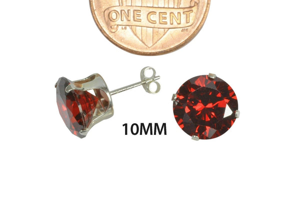 Sterling Silver Garnet Red CZ Birthstone Stud Earrings - Jewelryland.com