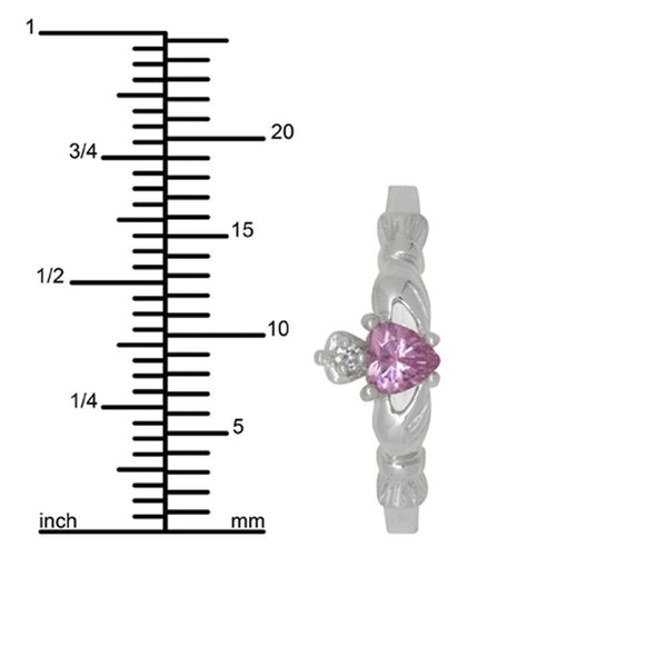 Sterling Silver Pink Cubic Zirconia Claddagh CZ Band Ring size 3 4 5 6 7 8 9 - Jewelryland.com