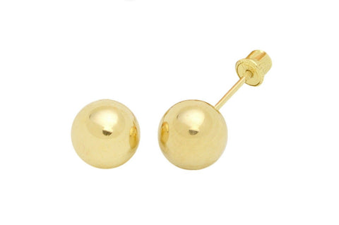 14k Yellow Gold Ball Studs Screwback Earrings High Polish - Jewelryland.com