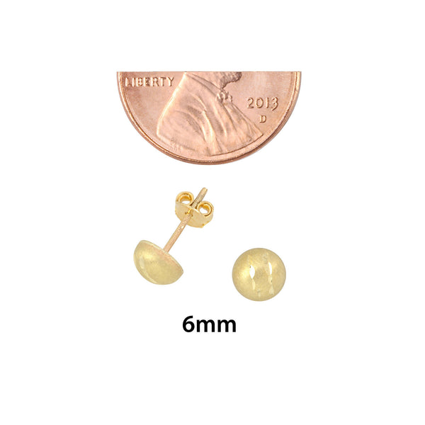 10k Yellow Gold Half Ball Stud Earrings Matte Finish Laser Cut 4mm-7mm Pushbacks - Jewelryland.com