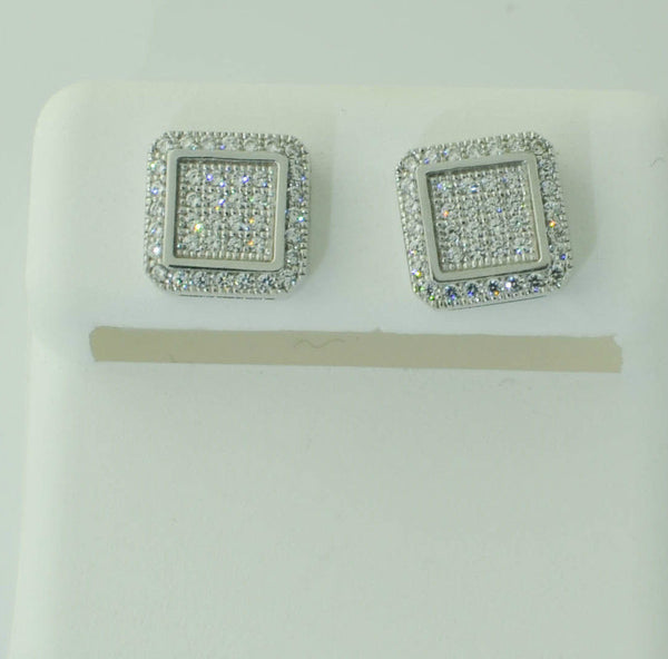 Screw Back Stud Earrings Sterling Silver Clear Micro Pave CZ ASC Brand - Jewelryland.com