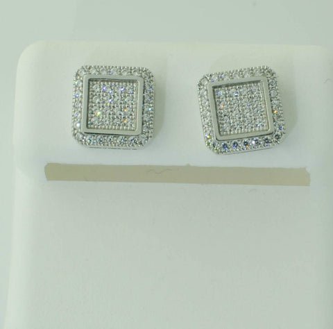 Screw Back Stud Earrings Sterling Silver Clear Micro Pave CZ ASC Brand - Jewelryland.com