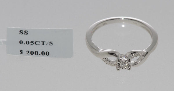 925 Sterling Silver Diamond Solitaire Ring - .05ct, Size 7 - Jewelryland.com