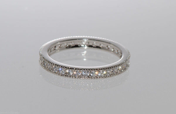 Sterling Silver 3mm Brilliant Cubic Zirconia Band CZ Ring with Rhodium - Jewelryland.com